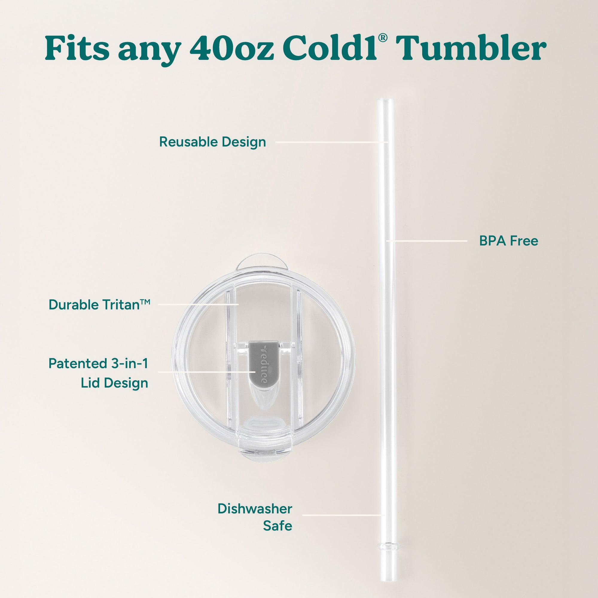 Cold1 Lid & Straw - Large - Image 3