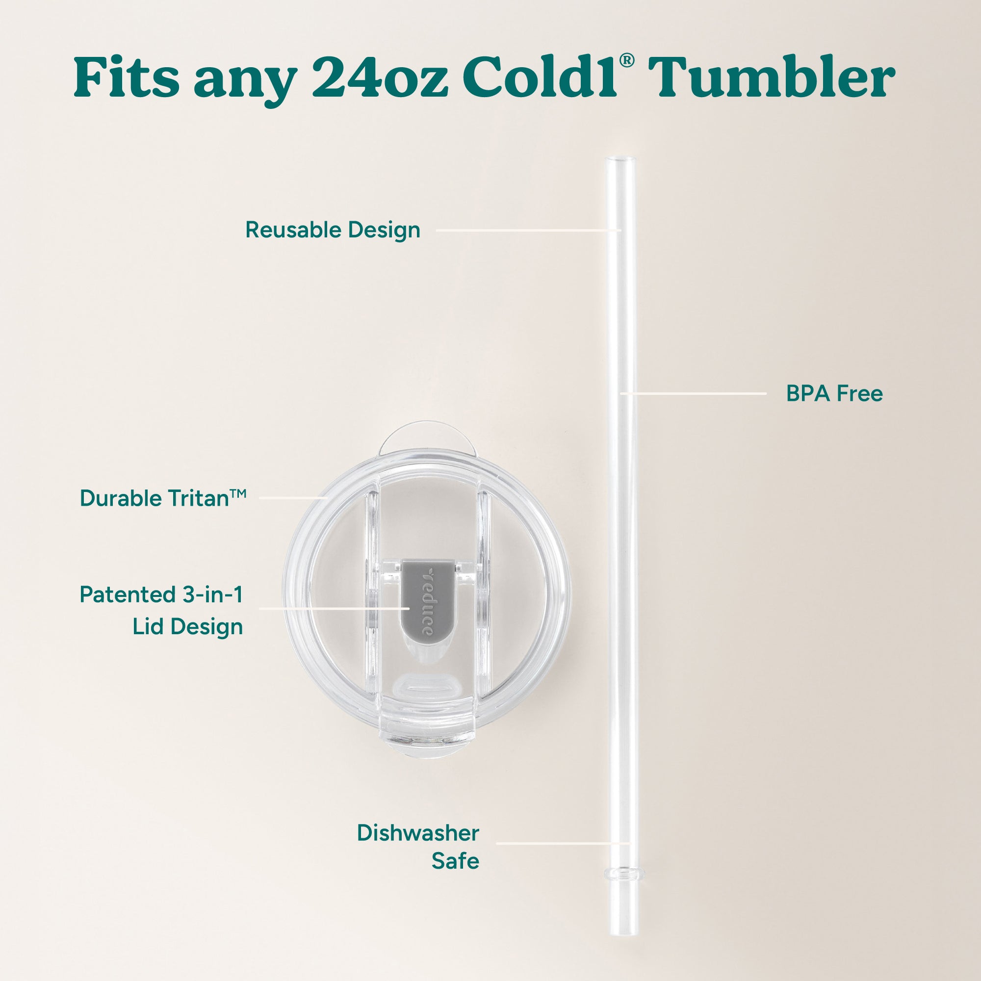 Cold1 Lid & Straw - Medium - Image 3